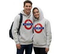 GWCC TFL129 Licensed Unisex Mind The Gap Chain Stitch Embroidery Hoodie | Premium 330GSM Soft Cotton-Blend Sweatshirt | Tube Map Inner Hood | XS-4XL (UK, Alpha, XS, Regular, Regular, Ash Grey)