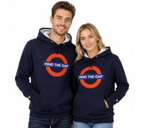 GWCC TFL129 Licensed Unisex Mind The Gap Chain Stitch Embroidery Hoodie | Premium 330GSM Soft Cotton-Blend Sweatshirt | Tube Map Inner Hood | XS-4XL (UK, Alpha, M, Regular, Regular, Navy)