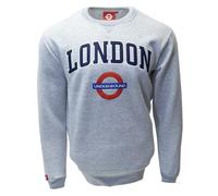 GWCC TFL201 Licensed Unisex London Applique Underground Sweatshirt Navy & Grey (UK, Alpha, S, Regular, Regular, Grey)