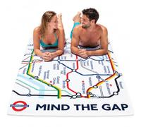 GWCC TFL8401 Licensed London Underground Tube Map Beach Towel - Large 74 x 145 cm | Quick Dry & Sand Free Microfibre Travel Towel | “Mind The Gap” Print | Holiday Pool Swim Towel for Beach & Travel