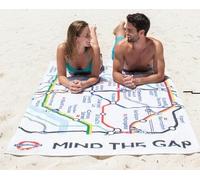 GWCC TFL8401 Licensed London Underground Tube Map Beach Towel - Large 74 x 145 cm | Quick Dry & Sand Free Microfibre Travel Towel | “Mind The Gap” Print | Holiday Pool Swim Towel for Beach & Travel