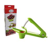 GWCLEO Cherry Pitter, Manual Olive Stoner with Stainless Steel Pitting Rod and Silicone Holder, Cherry Corer Perfect for Making Jam and Jelly(Green)
