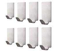 GWCLEO Self Adhesive Hooks, 8pcs Stainless Steel Adhesive Wall Hanger for Robe, Coat, Towel,Kitchen Bathroom Office Closet - Waterproof, No Drill Glue Needed