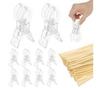 GWCYMYD 10 PCS Clear Balloon Arch Clips with 100 Long Tying Bands, Transparent Spring Clamps for Backdrop Stand, Reusable Garland Fasteners for Birthday Party Decoration