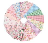 GWCYMYD 16 PCS Floral Cotton Fabric Squares, 25 x 25 cm Pure Patchwork Quilting Sheets, Printed Scrap Cloth Bundles for DIY Sewing, Hobby Craft Making(Pink)