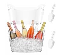 GWCYMYD 2 PCS 7L Ice Bucket for Parties, Clear Plastic Champagne Cooler Tub with Scoops, Portable Drink Chiller for Cocktail Bar Beverage Wine Beer Aerated Water Soda Juice, 40x20x18 cm