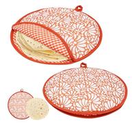 GWCYMYD 2 PCS Tortilla Warmer, 30cm Microwave Safe & Reusable Insulated Bag with PP Cotton, Keeps Flatbreads Pita Naan Warm, Perfect for Home Dining Kitchens & Parties (Orange and White)