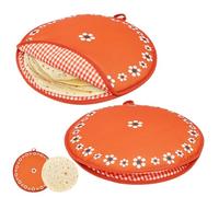 GWCYMYD 2 PCS Tortilla Warmer, 30cm Microwave Safe & Reusable Insulated Bag with PP Cotton, Keeps Flatbreads Pita Naan Warm, Perfect for Home Dining Kitchens & Parties (Orange)