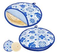 GWCYMYD 2 PCS Tortilla Warmer, 30cm Microwave Safe & Reusable Insulated Bag with PP Cotton, Keeps Flatbreads Pita Naan Warm, Perfect for Home Dining Kitchens & Parties (Blue)