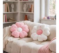 GWCYMYD 2PCS Flower Pillow White and Pink Preppy Daisy Cushions 34cm Plush Thick Floor Seating Cushion Throw Pillows for Office Chair Car Lumbar Support Foot Mat Preppy Room Decor for Bedroom Sofa