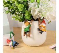GWCYMYD 3Pcs Mini Garden Gnome Statue Climbing, Flower Pot Hugger, Resin Climbing Garden Gnomes Art Decoration Present for Indoor Outdoor Patio Yard Lawn Porch (Climbing Gnome)