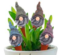GWCYMYD 4 PCS Terracotta Watering Spikes Ceramic Plant Self Waterer, 16.7cm Slow Release Irrigation Device Multicolour Gnome Design for Indoor Garden Vacation