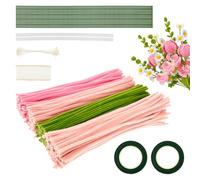 GWCYMYD 400Pcs Pipe Cleaners for Craft Flowers, DIY Twisted Stick Bouquet Kit, Beginner Friendly Fuzzy Sticks Craft Supplies, Creative Present for Handmade DIY Decorations (Pink)