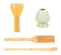 GWCYMYD 4Pcs Matcha Whisk Set, Traditional Matcha Set with Whisk, Ceramic Holder, Shovel and Spatula, Tea Ceremony Accessories for Tea Lovers (Style2)