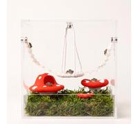 GWCYMYD 5 PCS Jumping Spider Accessories, Magnetic Resin Terrarium Decor | Cotton Rope Bridge, Hanging Swing, Cloud Mushroom Shape, Glass Tank Habitat, Pet Reptile Supply, Micro Environment(Gules)