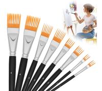 GWCYMYD 8PCS Comb Artist Brush Set, Professional Grainer & Texture Brushes for Painting, 4 Sizes Flat Comb for Acrylic Oil Watercolor on Canvas, Artists & Beginners
