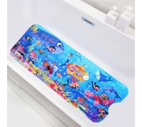 GWCYMYD Baby Bath Mat Non Slip Anti Mould, 100x40cm Extra Long Kids Bathtub Mat, Machine Washable Toddler Shower Mats with Strong Suction Cups, Cartoon Bathroom Mats(Kids Diving)