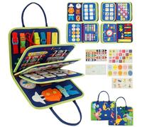 GWCYMYD Busy Book for Toddlers, Montessori Sensory Book with Handle, Early Development & Life Skills Felt Busy Board for 1 2 3 4 Year Old for Children Present (Blue)