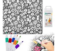 GWCYMYD DIY Coloring Blanket with Makers, Color Your Own Throw Blankets, Washable Skin Friendly Fabric, Reusable Creative Personalized Coloring Plush Blanket for Home Bedroom Living Room (Mushroom)