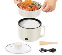 GWCYMYD Electric Hot Pot with Steamer, 1.8 L Non Stick Mini Electric Cooker with Anti Dry Burn Overheating Protection, Portable Hot Pot Pasta Cooker for Ramen Egg Soup Oatmeal (White)