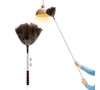 GWCYMYD Extendable Ostrich Feather Duster, 79'' Reusable Ostrich Feather Duster with Metal Handle, Fluffy Natural Genuine Feathers Cleaning Supplies for Cleaning Ceiling Fan, Blinds, Car (Red 201cm)