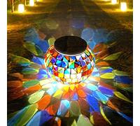 GWCYMYD Mosaic Solar Lights, Solar Powered Mosaic Glass Ball Light, IP44 Waterproof Color Changing Mood Night Lights, Auto ON/Off Solar Outdoor Table Lamp for Garden Balcony Party Wedding Decoration