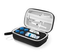 GWCYMYD Peptide Vial Case for Fridge, EVA Insulin Protector Holder, 5 Slots Storage Box with Zipper, Travel Organiser fits 3ml 10ml 30ml Bottles GLP-1 Syringes Medication (Black)