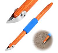 GWCYMYD Pottery Clay Sculpting Tool, Stainless Steel Ceramic Trimming Knife with Wooden Handle, Anti-Slip Sponge Grip Carving Accessory for DIY Craft Art(Dark Blue)