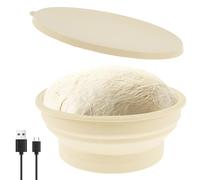GWCYMYD Silicone Round Foldable Heating Bread Proofing Basket Bread Proofing Bowl with Lid Fermentation Bowl 4 Adjustable Temperature Levels