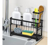 GWCYMYD Sink Caddy Organiser, 2 Tier Carbon Steel Sponge Holder with 360° Rotatable Outlet, Kitchen Sink Rack for Countertop Kitchen Storage and Organisation