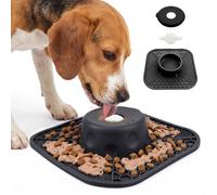 GWCYMYD Slow Feeder Dog Bowl, Silicone Lick Mat With Rolling Ball(Black)