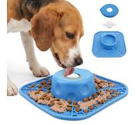 GWCYMYD Slow Feeder Dog Bowl, Silicone Lick Mat With Rolling Ball(Blue)