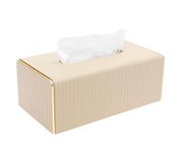 GWCYMYD Tissue Box Cover, Leather and Metal Tissue Box Cover with Magnetic Closure, Rectangular Holder for Home Office Tabletop Hotel Car (Milk Tea Color)