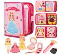 GWCYMYD Toddler Busy Board, Soft Felt Princess Quiet Book, Montessori Sensory Toys Building Fine Motor Skills, Educational Activity Travel Toy for 3 4 5 Year Old Girls Plane Journey (Pink)