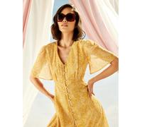 GWD Alena Floral Print Midi Dress - Yellow - 12