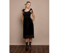 Gwd By George W. Davies Cece Black Velvet Midi Dress Black 6