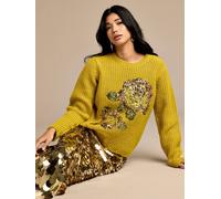 Gwd By George W. Davies Daisy Lime Sparkle Flower Jumper In Mustard Mustard M