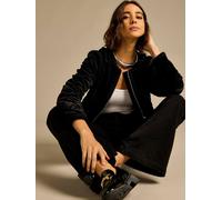 Gwd By George W. Davies Ella Quilted Velvet Bomber Black Black 12