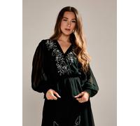 Gwd By George W. Davies Floral Dark Green Embellished Sparda Top Green 8