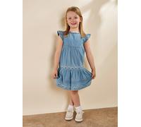 GWD by GEORGE W. DAVIES Girl's Florence Embroidered Dress in Mid Blue | Size: 11-12 Years GWD by GEORGE W. DAVIES Mid Blue 11-12 Years