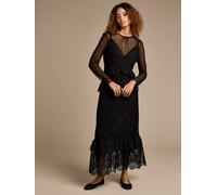 Gwd By George W. Davies Gwd Cowley Black Lace And Dobby Mesh Maxi Dress Black 12