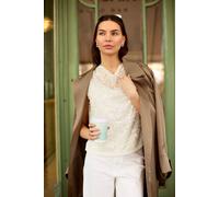 Gwd By George W. Davies Gwd Imara Floral Embroidery, Sheer Mesh Sparkle Top In Cream Cream