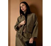 Gwd By George W. Davies Gwd Meredith Wool Blend Tassel Jacket Olive Herringbone In Khaki Khaki 6