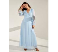Gwd By George W. Davies Gwd Reena Wrap-Style Embroidered Blue Maxi Dress Blue 12