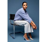 Gwd By George W. Davies Jessy Silver Coated Denim Wide Leg Jean Silver 16