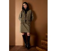 Gwd By George W. Davies Meredith Wool Blend Skirt Olive Herringbone In Khaki Khaki 8