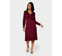 Gwd By George W. Davies Petal Glossy Satin Knee Length Dress In Burgundy Burgundy 6