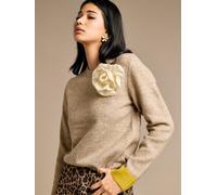 GWD by GEORGE W. DAVIES Women's GWD Neave Brown Knit Corsage Jumper in Beige | Size: Medium GWD by GEORGE W. DAVIES Beige M