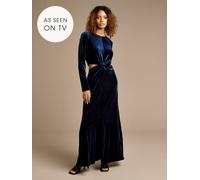 Gwd By George W. Davies Yasmina Stretch Velvet Navy Maxi Dress Navy 8