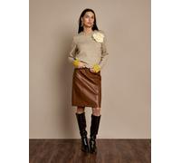 GWD Carolyn Chestnut Faux Leather Midi Skirt - Tan - 6